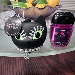 Bath and Body Works Jeweled Cat PocketBac Holder & Bac NWT